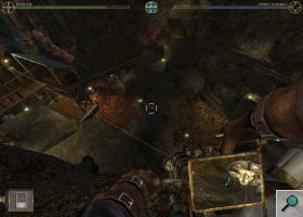 Screenshot of the player holding the 'Steamgun' weapon